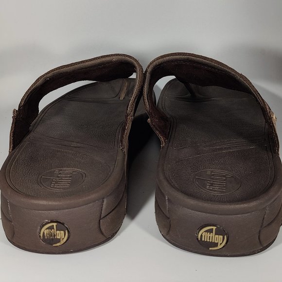 Fitflop Brown Leather Sandals Flip Flops Men's Sz 13 - Picture 3 of 10